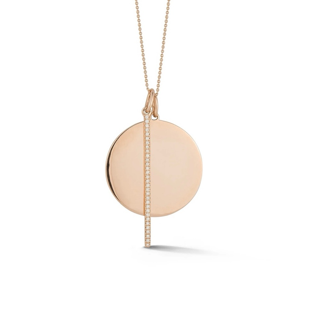 Dana Rebecca Designs Sylvie Rose Disc and Pavé Bar Necklace - Rose Gold, 18-20”